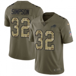 Youth Nike Bills #32 O J Simpson Olive Camo Stitched NFL Limited 2017 Salute to Service Jersey
