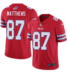Youth Nike Bills #87 Jordan Matthews Red Stitched NFL Limited Rush Jersey