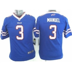 Youth Nike Buffalo Bills 3 E. J. Manuel Royal Blue Team Color Stitched NFL Jersey