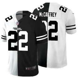 Carolina Panthers 22 Christian McCaffrey Men Black V White Peace Split Nike Vapor Untouchable Limited NFL Jersey