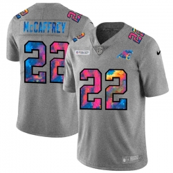 Carolina Panthers 22 Christian McCaffrey Men Nike Multi Color 2020 NFL Crucial Catch NFL Jersey Greyheather