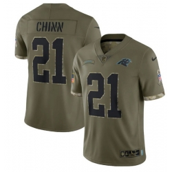Men Carolina Panthers 21 Jeremy Chinn Olive 2022 Salute To Service Limited Stitched Jersey