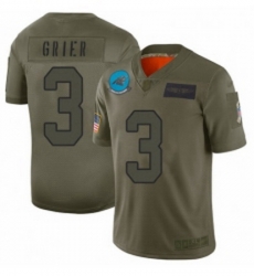 Men Carolina Panthers 3 Will Grier Limited Camo 2019 Salute to Service Football Jersey