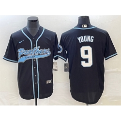 Men Carolina Panthers 9 Bryce Young Black With Patch Cool Base Stitched Baseball Jersey