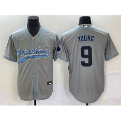 Men Carolina Panthers 9 Bryce Young Gray With Patch Cool Base Stitched Baseball Jersey