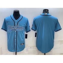 Men Carolina Panthers Blank Blue With Patch Cool Base Stitched Baseball Jersey