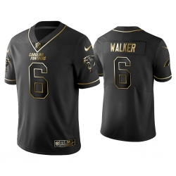 Men's Carolina Panthers #6 P.J. Walker Golden Edition Vapor Limited Black Nike Jersey