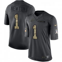 Mens Nike Carolina Panthers 1 Cam Newton Limited Black 2016 Salute to Service NFL Jersey