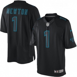 Mens Nike Carolina Panthers 1 Cam Newton Limited Black Impact NFL Jersey