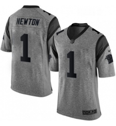 Mens Nike Carolina Panthers 1 Cam Newton Limited Gray Gridiron NFL Jersey