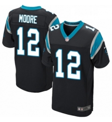 Mens Nike Carolina Panthers 12 DJ Moore Elite Black Team Color NFL Jersey