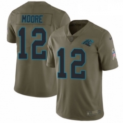 Mens Nike Carolina Panthers 12 DJ Moore Limited Olive 2017 Salute to Service NFL Jersey