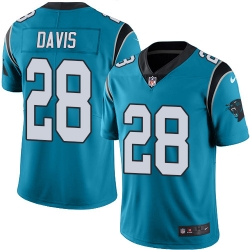 Nike Carolina Panthers 28 Mike Davis Blue Men Stitched NFL Limited Rush Jersey