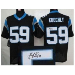Nike Carolina Panthers 59 Kuechly Black Elite Signed NFL Jersey