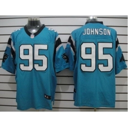 Nike Carolina Panthers 95 Charles Johnson Blue Elite NFL Jersey