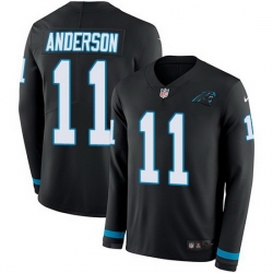 Nike Panthers 11 Robby Anderson Black Team Color Men Stitched NFL Limited Therma Long Sleeve Jersey