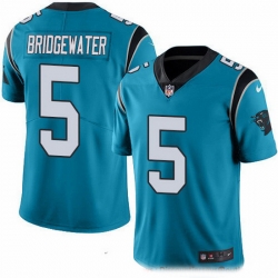 Nike Panthers 5 Teddy Bridgewater Blue Men Stitched NFL Limited Rush Jersey