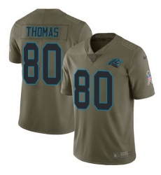 Nike Panthers 80 Ian Thomas Olive Salute To Service Limited Jersey