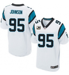 Nike Panthers #95 Charles Johnson White Team Color Mens Stitched NFL Elite Jersey