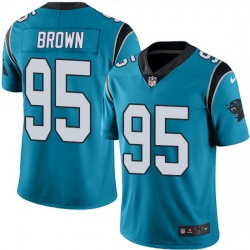Nike Panthers 95 Derrick Brown Blue Men Stitched NFL Limited Rush Jersey