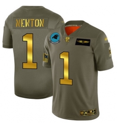Panthers 1 Cam Newton Camo Gold Men Stitched Football Limited 2019 Salute To Service Jersey
