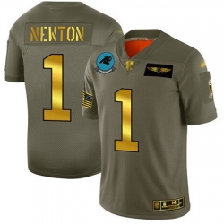 Panthers 1 Cam Newton Camo Gold Men Stitched Football Limited 2019 Salute To Service Jersey