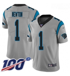 Panthers 1 Cam Newton Silver Men Stitched Football Limited Inverted Legend 100th Season Jersey