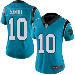 Nike Panthers #10 Curtis Samuel Blue Womens Stitched NFL Limited Rush Jersey
