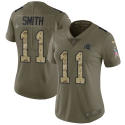 Nike Panthers #11 Torrey Smith Olive Camo Womens Stitched NFL Limited 2017 Salute to Service Jersey