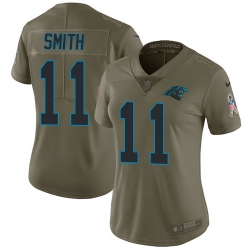 Nike Panthers #11 Torrey Smith Olive Womens Stitched NFL Limited 2017 Salute to Service Jersey