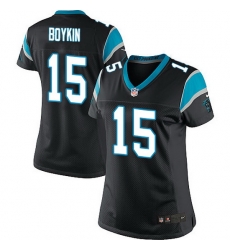 Nike Panthers #15 Jarrett Boykin Black Team Color Women Stitched NFL Jersey