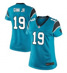 Nike Panthers #19 Ted Ginn Jr Blue Alternate Womens Stitched NFL Elite Jersey