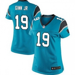 Nike Panthers #19 Ted Ginn Jr Blue Alternate Womens Stitched NFL Elite Jersey