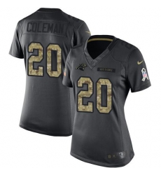 Nike Panthers #20 Kurt Coleman Black Womens Stitched NFL Limited 2016 Salute to Service Jersey