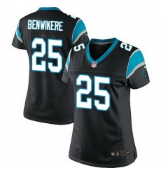 Nike Panthers #25 Bene Benwikere Black Team Color Women Stitched NFL Jersey