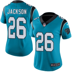 Nike Panthers #26 Donte Jackson Blue Womens Stitched NFL Limited Rush Jersey