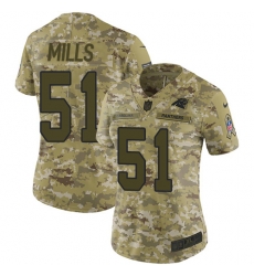 Nike Panthers #51 Sam Mills Camo Women Stitched NFL Limited 2018 Salute to Service Jersey