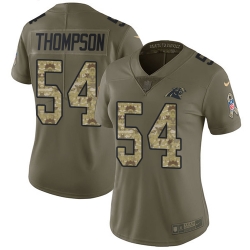 Nike Panthers #54 Shaq Thompson Olive Camo Womens Stitched NFL Limited 2017 Salute to Service Jersey