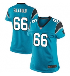 Nike Panthers #66 Amini Silatolu Blue Team Color Women Stitched NFL Jersey