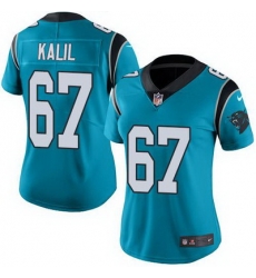 Nike Panthers #67 Ryan Kalil Blue Alternate Womens Stitched NFL Vapor Untouchable Limited Jersey