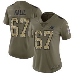 Nike Panthers #67 Ryan Kalil Olive Camo Womens Stitched NFL Limited 2017 Salute to Service Jersey