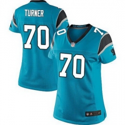 Nike Panthers #70 Trai Turner Blue Alternate Womens Stitched NFL Elite Jersey