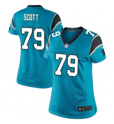 Nike Panthers #79 Chris Scott Blue Team Color Women Stitched NFL Jersey