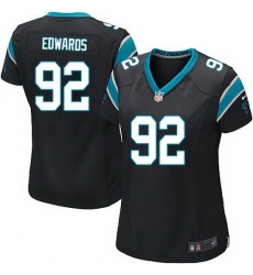 Nike Panthers #92 Dwan Edwards Black Team Color Women Stitched NFL Jersey