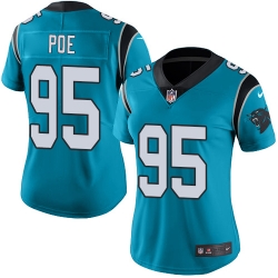 Nike Panthers #95 Dontari Poe Blue Womens Stitched NFL Limited Rush Jersey