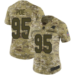 Nike Panthers #95 Dontari Poe Camo Women Stitched NFL Limited 2018 Salute to Service Jersey