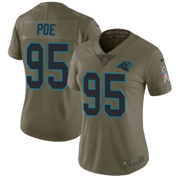 Nike Panthers #95 Dontari Poe Olive Womens Stitched NFL Limited 2017 Salute to Service Jersey
