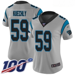 Panthers #59 Luke Kuechly Silver Women Stitched Football Limited Inverted Legend 100th Season Jersey