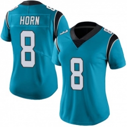 Women Carolina Panthers #8 Jaycee Horn Blue Stitched Football Limited Jersey