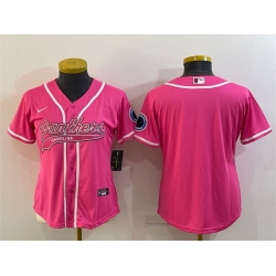 Women Carolina Panthers Blank Pink With Patch Cool Base Stitched Baseball Jersey